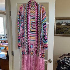 Angel Heart Boutique pink crocheted duster NWT
